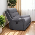 Royal Hampton Manual Recliner Loveseat, Scrolled Arms, 40 Inch, Solid Wood, Gray