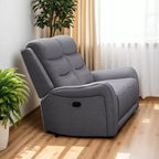 Royal Hampton Manual Recliner Loveseat, Scrolled Arms, 40 Inch, Solid Wood, Gray