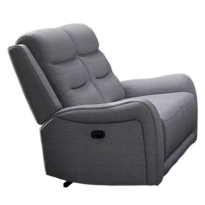 Causeuse inclinable manuelle Royal Hampton, accoudoirs volutes, 40 pouces, bois massif, gris