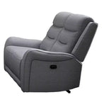 Causeuse inclinable manuelle Royal Hampton, accoudoirs volutes, 40 pouces, bois massif, gris