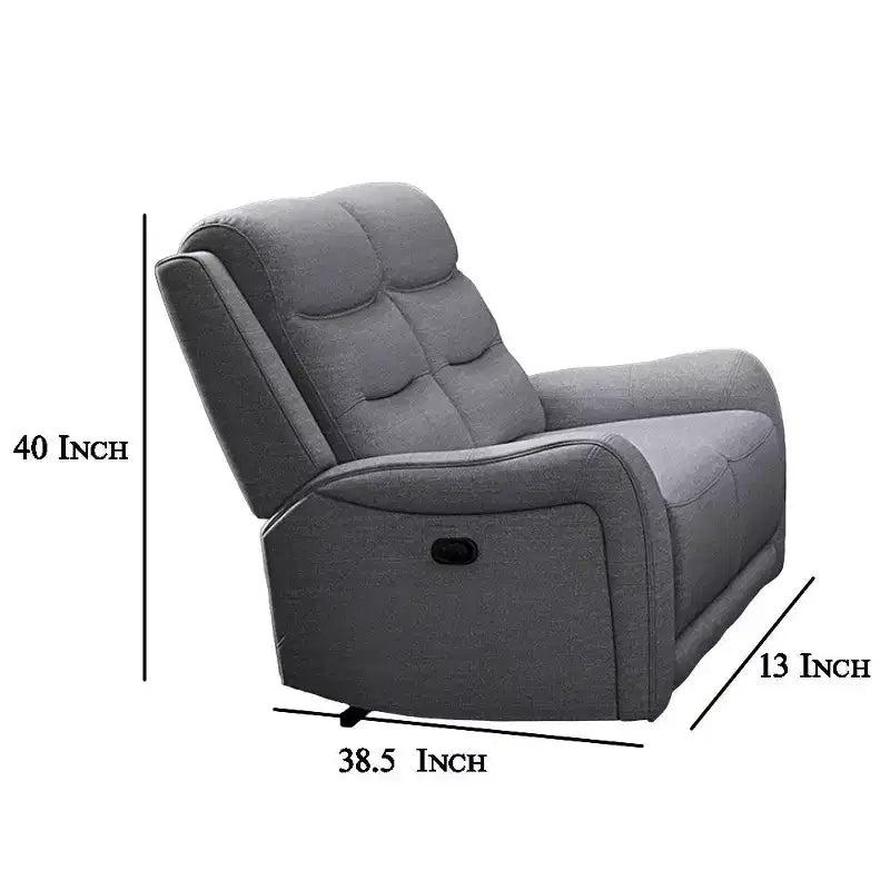 Causeuse inclinable manuelle Royal Hampton, accoudoirs volutes, 40 pouces, bois massif, gris