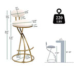 Homy Casa Lot de 2 tabourets de bar en velours avec structure incurvée en métal doré et repose-pieds, hauteur d'assise 71 cm, blanc crème