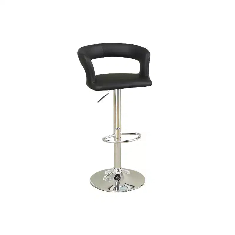 HomeStock Height Adjustable 38 Faux Leather Barstool Set in Black (Set of 2)