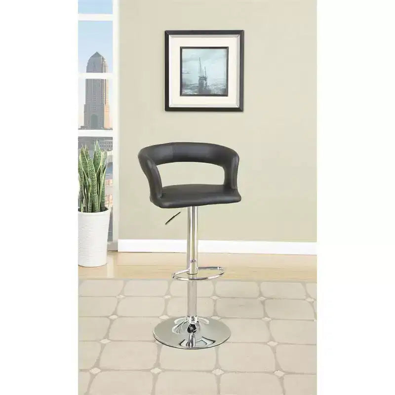 Lot de 2 tabourets de bar réglables en hauteur en similicuir noir HomeStock