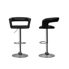 Lot de 2 tabourets de bar réglables en hauteur en similicuir noir HomeStock