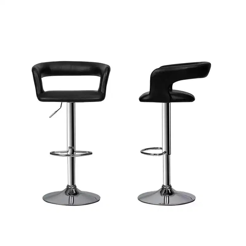 Lot de 2 tabourets de bar réglables en hauteur en similicuir noir HomeStock