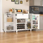 Table de buffet à café Besiost avec rangement et portes, meuble de bar à vin avec casier à vin