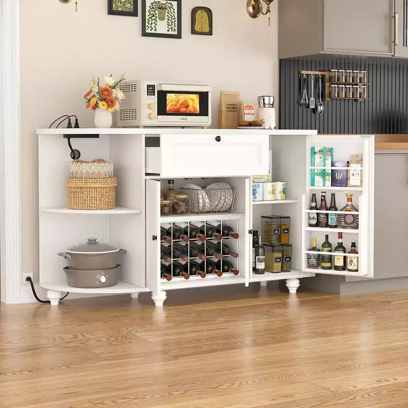 Table de buffet à café Besiost avec rangement et portes, meuble de bar à vin avec casier à vin