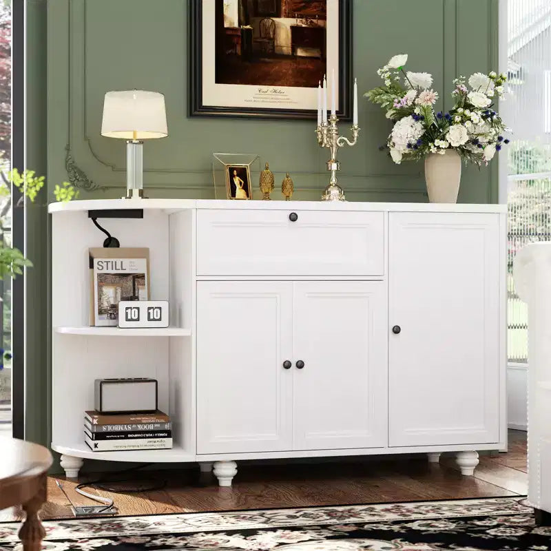 Table de buffet à café Besiost avec rangement et portes, meuble de bar à vin avec casier à vin