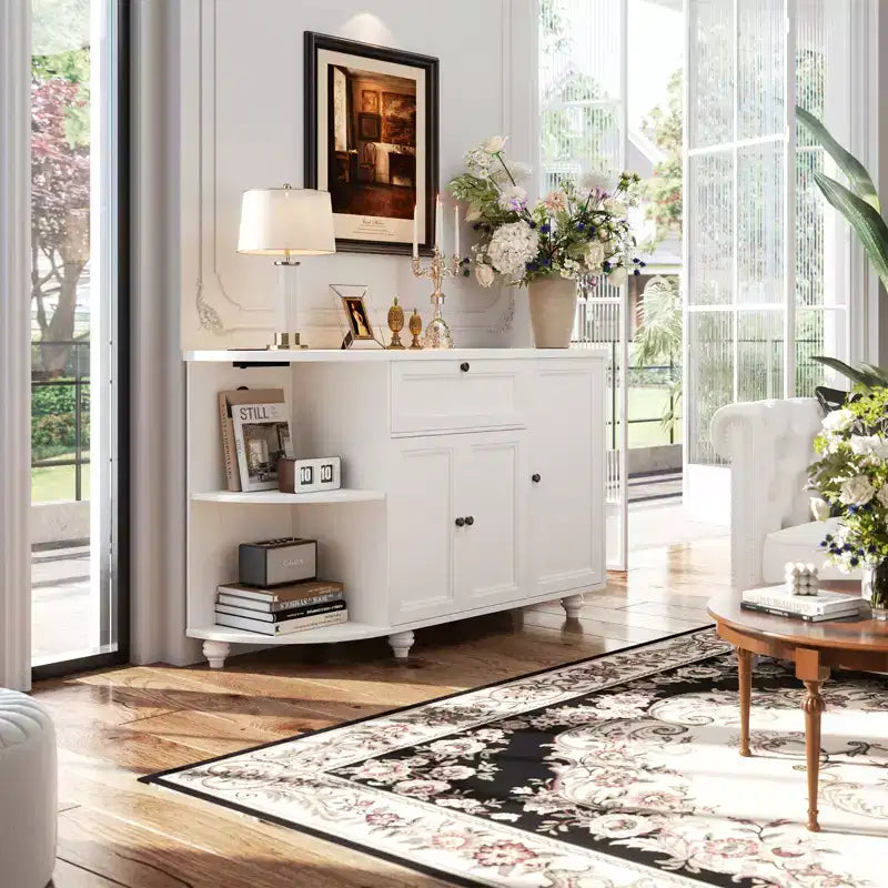 Table de buffet à café Besiost avec rangement et portes, meuble de bar à vin avec casier à vin