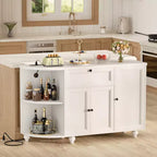 Table de buffet à café Besiost avec rangement et portes, meuble de bar à vin avec casier à vin