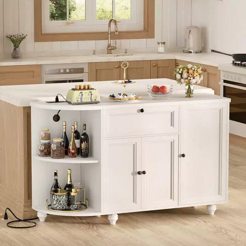Table de buffet à café Besiost avec rangement et portes, meuble de bar à vin avec casier à vin