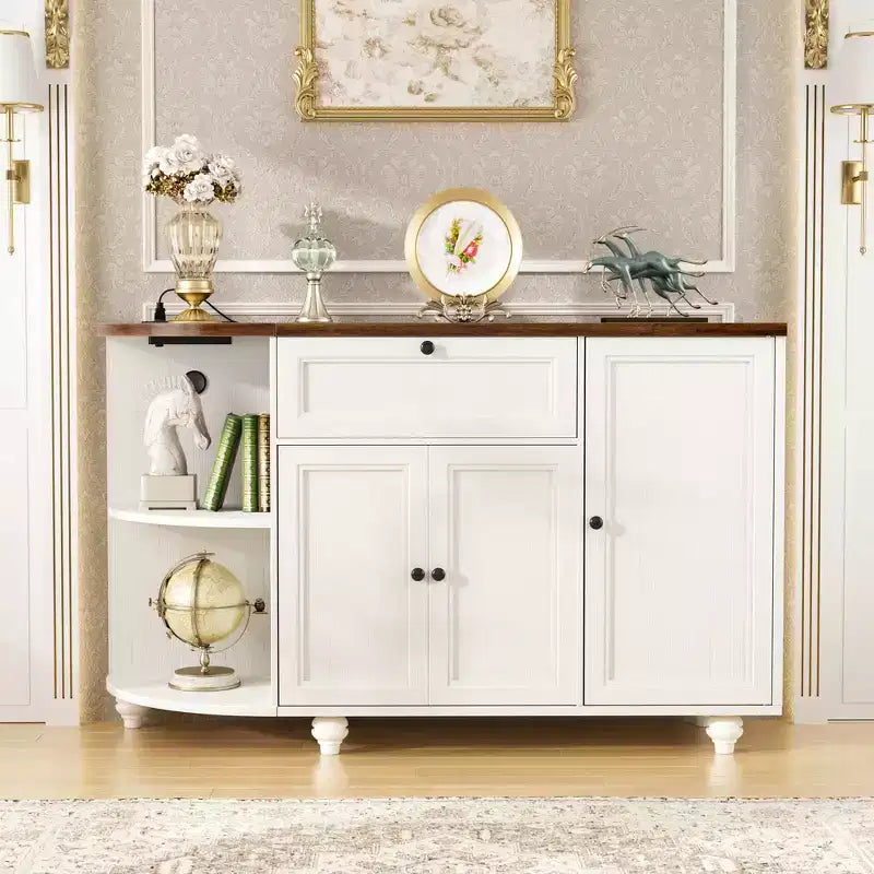 Table de buffet à café Besiost avec rangement et portes, meuble de bar à vin avec casier à vin