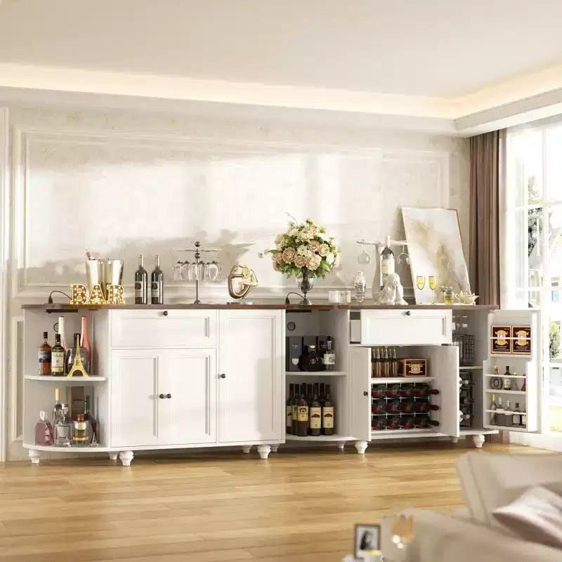 Table de buffet à café Besiost avec rangement et portes, meuble de bar à vin avec casier à vin