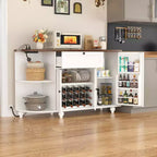 Table de buffet à café Besiost avec rangement et portes, meuble de bar à vin avec casier à vin