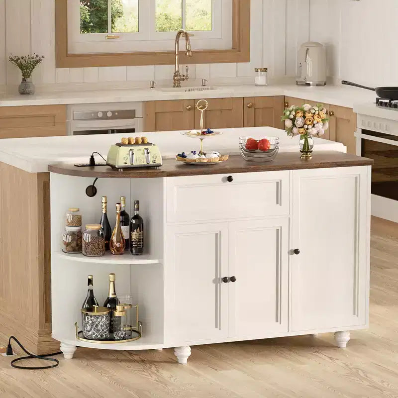 Table de buffet à café Besiost avec rangement et portes, meuble de bar à vin avec casier à vin
