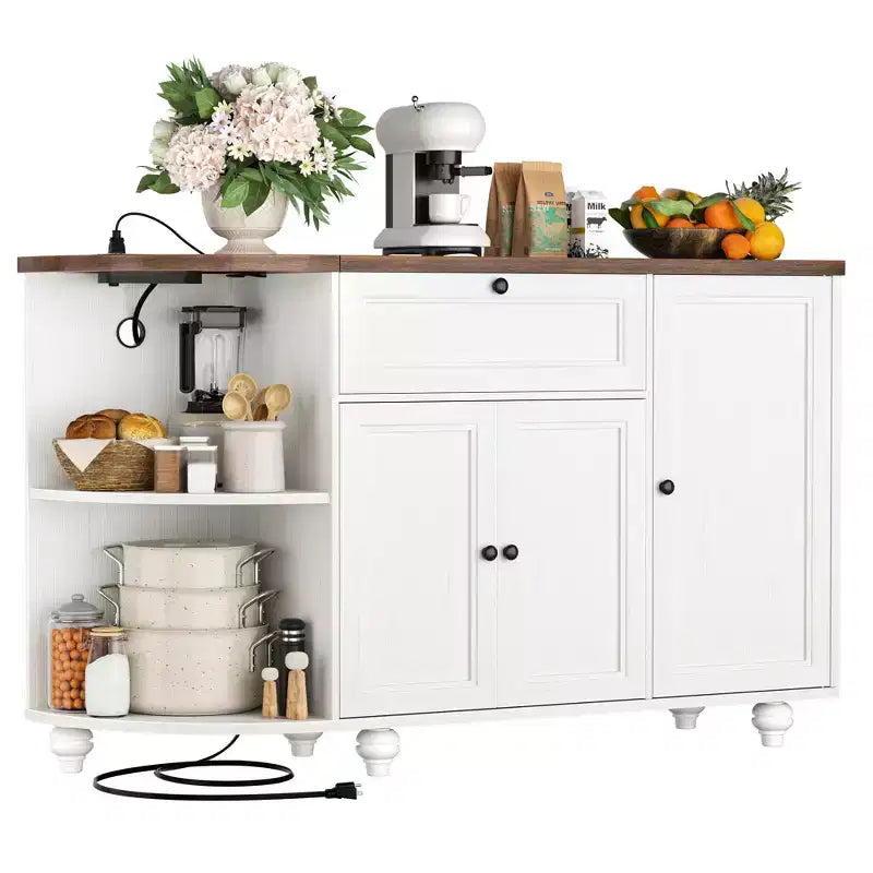 Table de buffet à café Besiost avec rangement et portes, meuble de bar à vin avec casier à vin