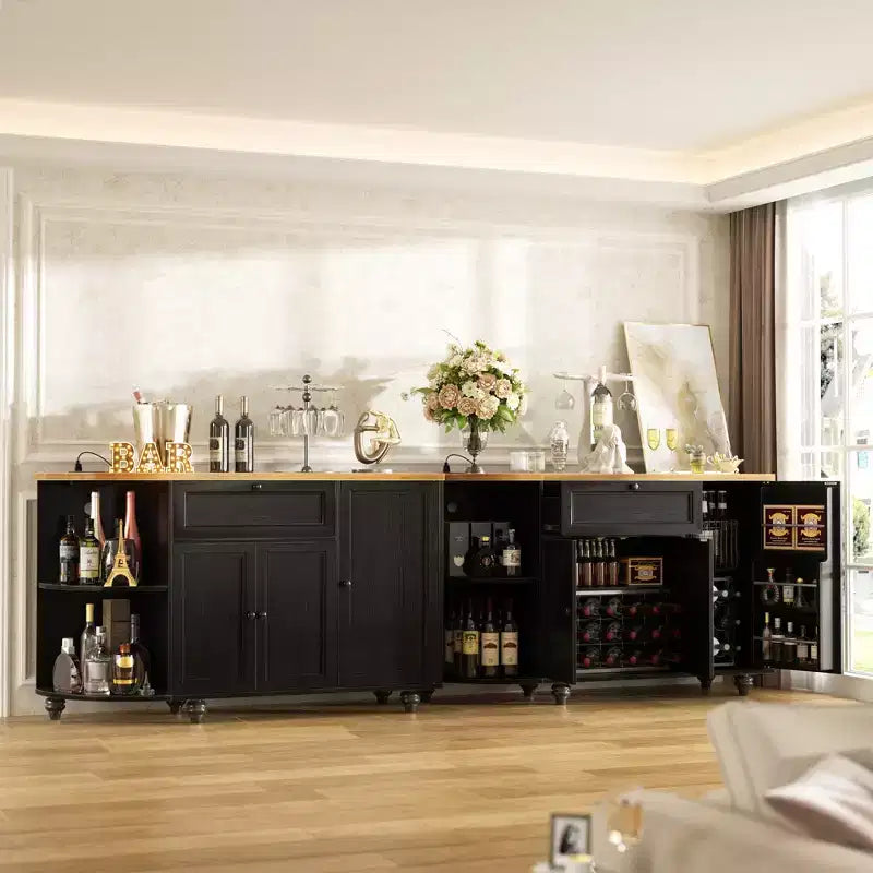 Table de buffet à café Besiost avec rangement et portes, meuble de bar à vin avec casier à vin