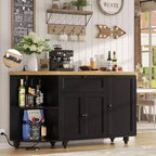 Table de buffet à café Besiost avec rangement et portes, meuble de bar à vin avec casier à vin