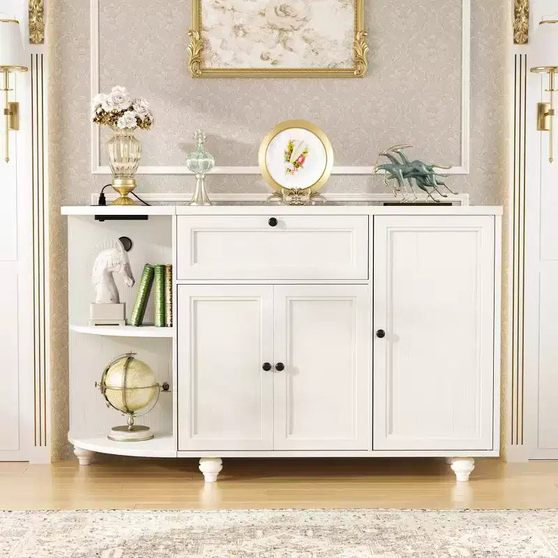 Table de buffet à café Besiost avec rangement et portes, meuble de bar à vin avec casier à vin