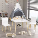 Ensemble Table et Chaises Enfant 5 Pièces Whisen, Table Enfant en Bois avec 4 Chaises Motif Animaux de Dessin Animé