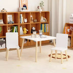 Ensemble Table et Chaises Enfant 5 Pièces Whisen, Table Enfant en Bois avec 4 Chaises Motif Animaux de Dessin Animé