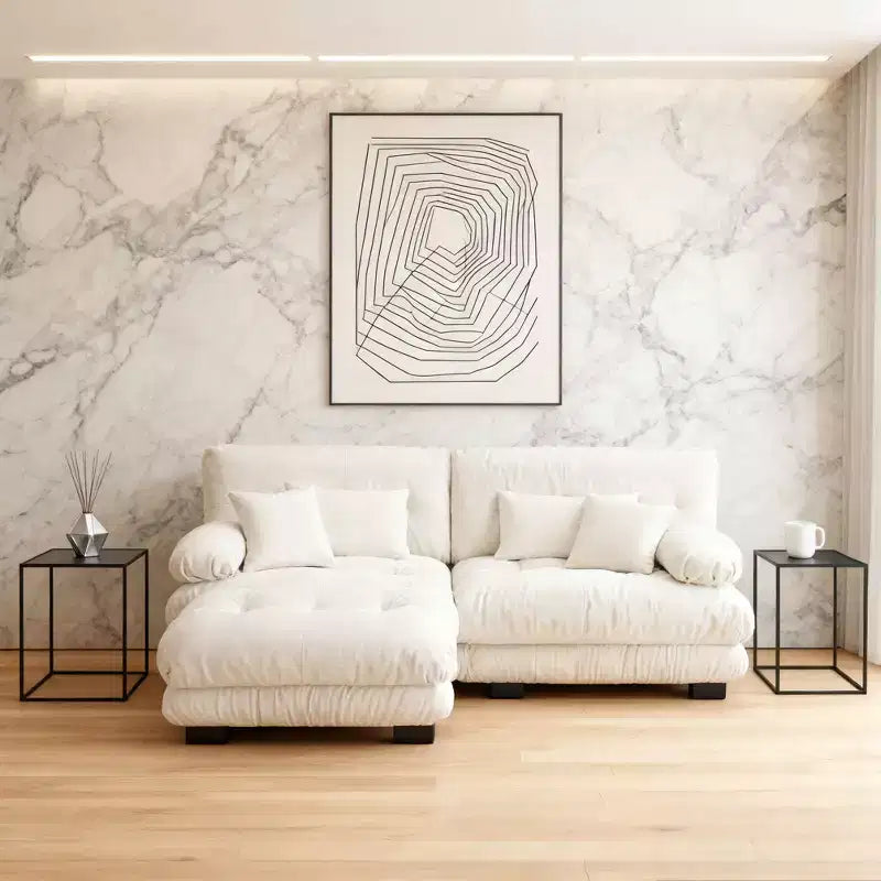 Homy Casa Cloud - Canapé d'angle en L avec méridienne et coussins moelleux, pour salon ou salle familiale