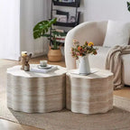 GDFStudio Arlen Modern 2 Piece Wooden Round Coffee Table with Wavy Edge