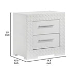 Table de chevet Royal Hampton 2 tiroirs, finition texturée blanc brillant
