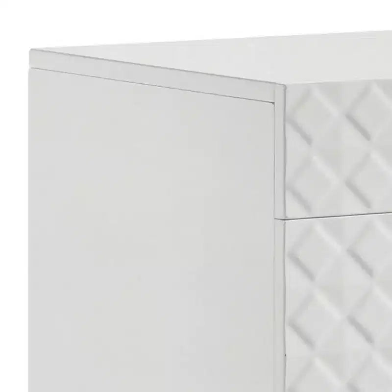 Table de chevet Royal Hampton 2 tiroirs, finition texturée blanc brillant