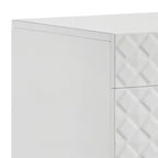 Table de chevet Royal Hampton 2 tiroirs, finition texturée blanc brillant
