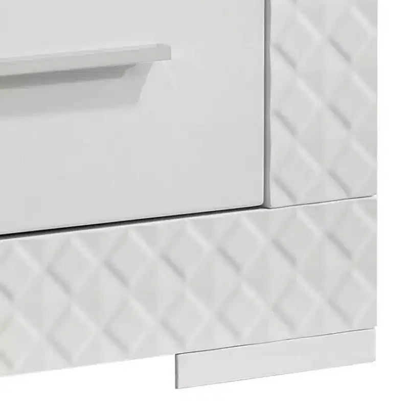Table de chevet Royal Hampton 2 tiroirs, finition texturée blanc brillant