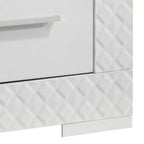 Table de chevet Royal Hampton 2 tiroirs, finition texturée blanc brillant
