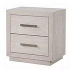 Table de chevet Royal Hampton, USB et LED, 2 tiroirs, poignées chromées, gris clair