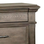 Table de chevet Royal Hampton, USB et LED, 2 tiroirs, poignées chromées, gris clair