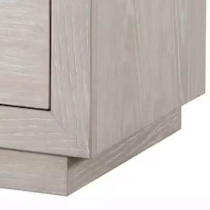 Table de chevet Royal Hampton, USB et LED, 2 tiroirs, poignées chromées, gris clair