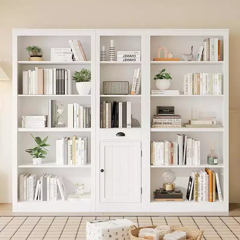Acekool Bibliothèque haute de 180 cm avec armoire, bibliothèque à 3 étagères et rangement réglable, organisateur moderne