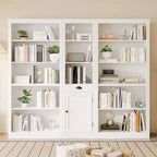 Acekool Bibliothèque haute de 180 cm avec armoire, bibliothèque à 3 étagères et rangement réglable, organisateur moderne