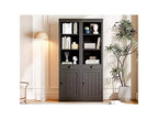 Acekool Bibliothèque haute de 180 cm avec armoire, bibliothèque à 3 étagères et rangement réglable, organisateur moderne