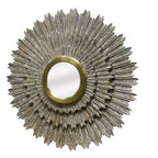 HomeRoots Miroir d'appoint encadré en bois et métal, motif soleil, finition or antique, 44 po