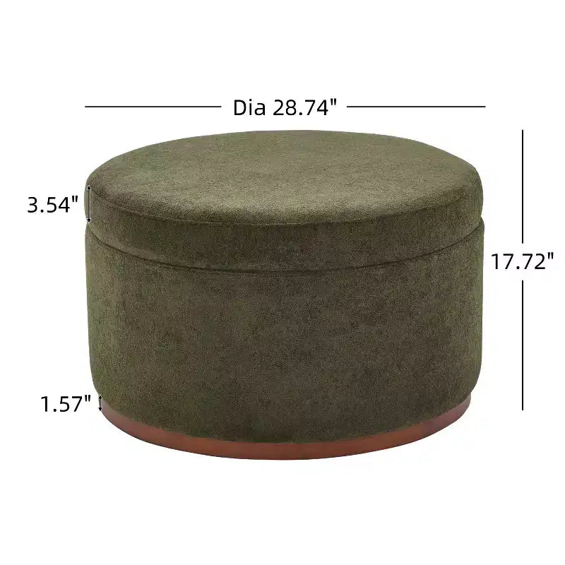 Pouf de rangement rond Christopher Knight Home Antonov rembourré avec base en bois d'hévéa