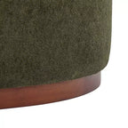Pouf de rangement rond Christopher Knight Home Antonov rembourré avec base en bois d'hévéa