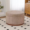 Christopher Knight Home Antonov Round Upholstered Storage Ottoman with Rubberwood Base