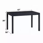 Table de salle à manger Royal Hampton, plateau rectangulaire de 47 pouces, bois noir scandinave
