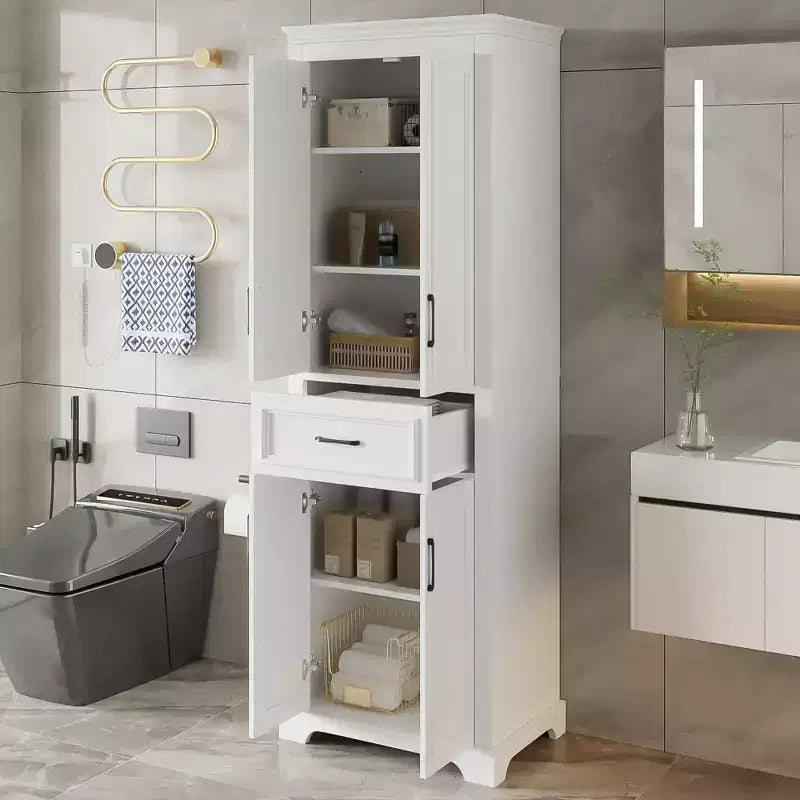 Meuble de rangement haut de salle de bain de 70,8 po, Armoire de rangement au sol autoportante avec tiroir et étagères réglables, Armoire de rangement de cuisine