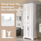 Meuble de rangement haut de salle de bain de 70,8 po, Armoire de rangement au sol autoportante avec tiroir et étagères réglables, Armoire de rangement de cuisine