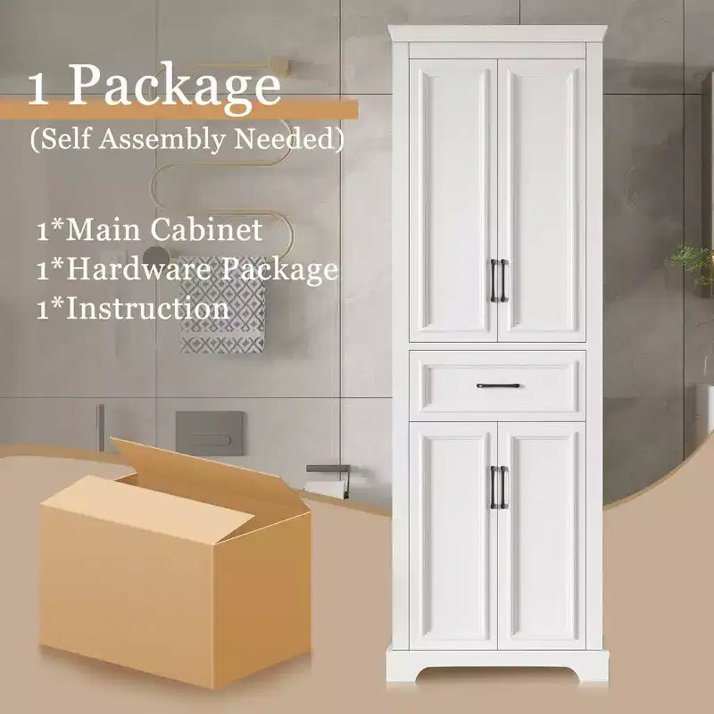 Meuble de rangement haut de salle de bain de 70,8 po, Armoire de rangement au sol autoportante avec tiroir et étagères réglables, Armoire de rangement de cuisine