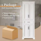 Meuble de rangement haut de salle de bain de 70,8 po, Armoire de rangement au sol autoportante avec tiroir et étagères réglables, Armoire de rangement de cuisine
