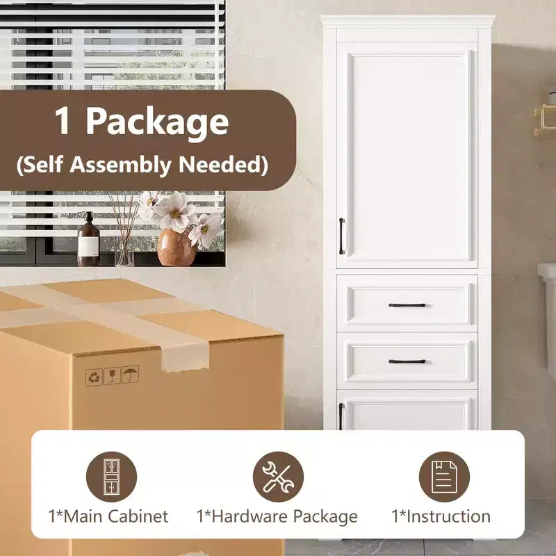 Meuble de rangement de salle de bain de 71 pouces, meuble de rangement de sol autoportant avec étagère réglable et tiroirs, meuble de rangement de cuisine en bois pour salon