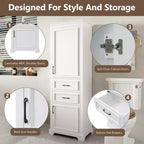 Meuble de rangement de salle de bain de 71 pouces, meuble de rangement de sol autoportant avec étagère réglable et tiroirs, meuble de rangement de cuisine en bois pour salon